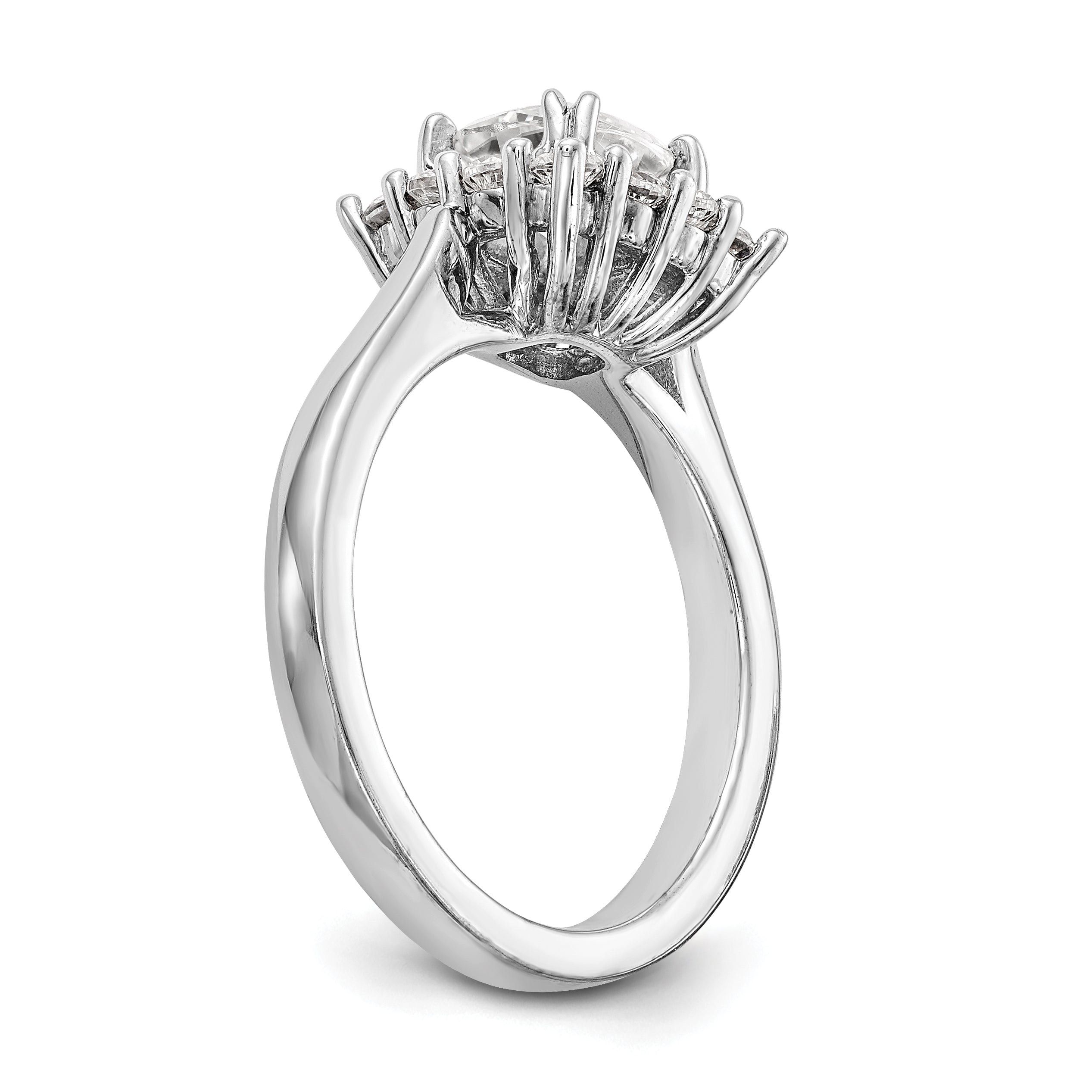 14k White Gold Cushion Halo Engagement Simulated Diamond Ring