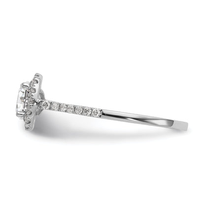 14k Two tone Gold Round Halo Simulated CZ Diamond Engagement Ring