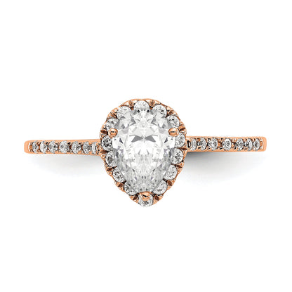 8x5mm Pear Shapet CZ Halo Style Engagement Ring in 14K Rose (Pink) Gold