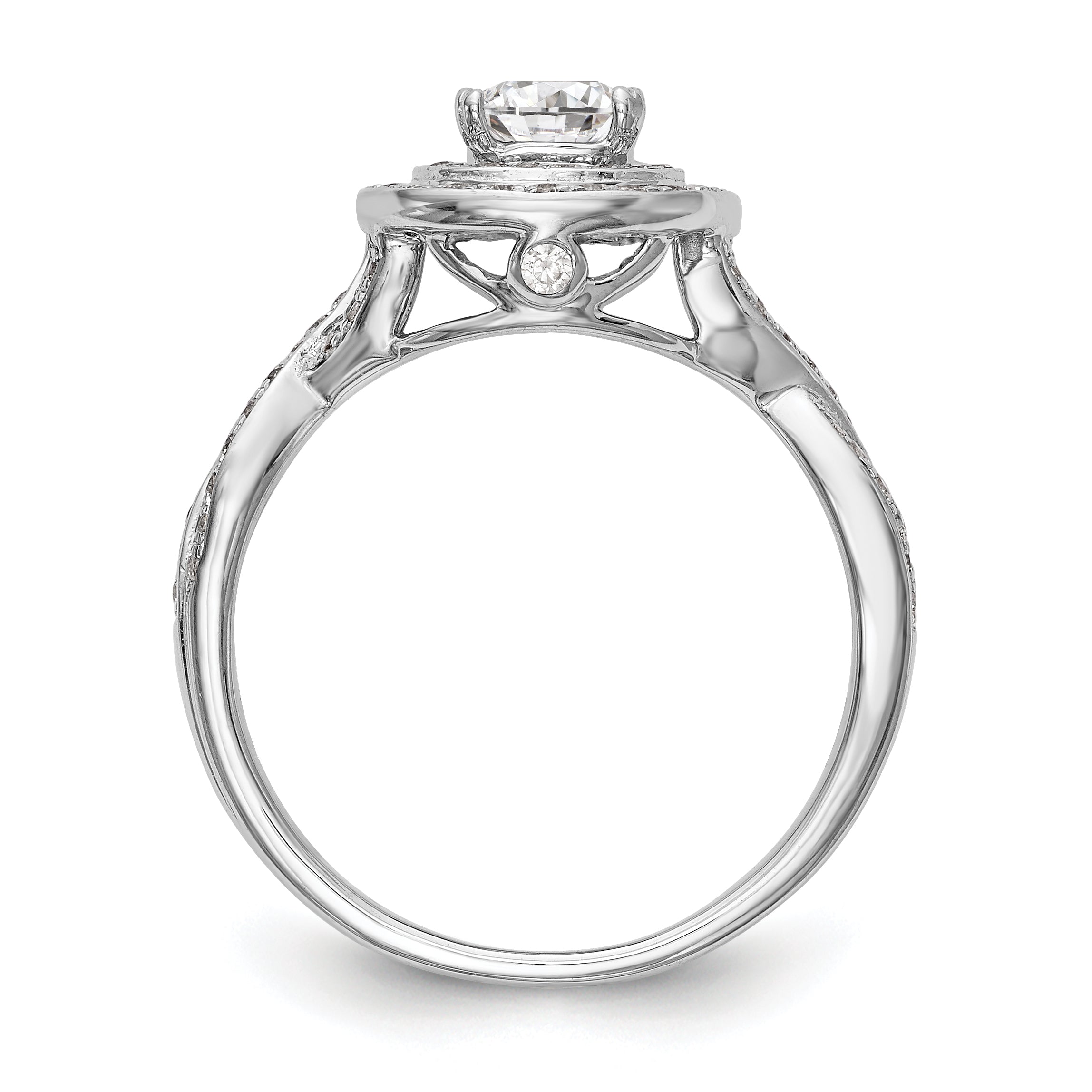 14K White Gold Cushion Simulated Diamond Halo Engagement Ring