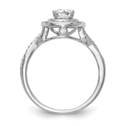 14K White Gold Cushion Simulated Diamond Halo Engagement Ring