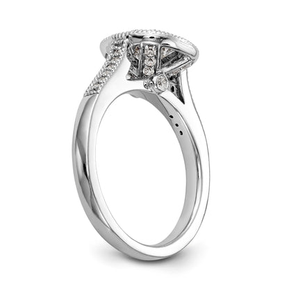 14K White Gold Cushion Bezel Simulated Diamond Halo Engagement Ring