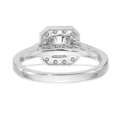 14K Two tone Round Simulated Diamond Cushion Halo Engagement Ring