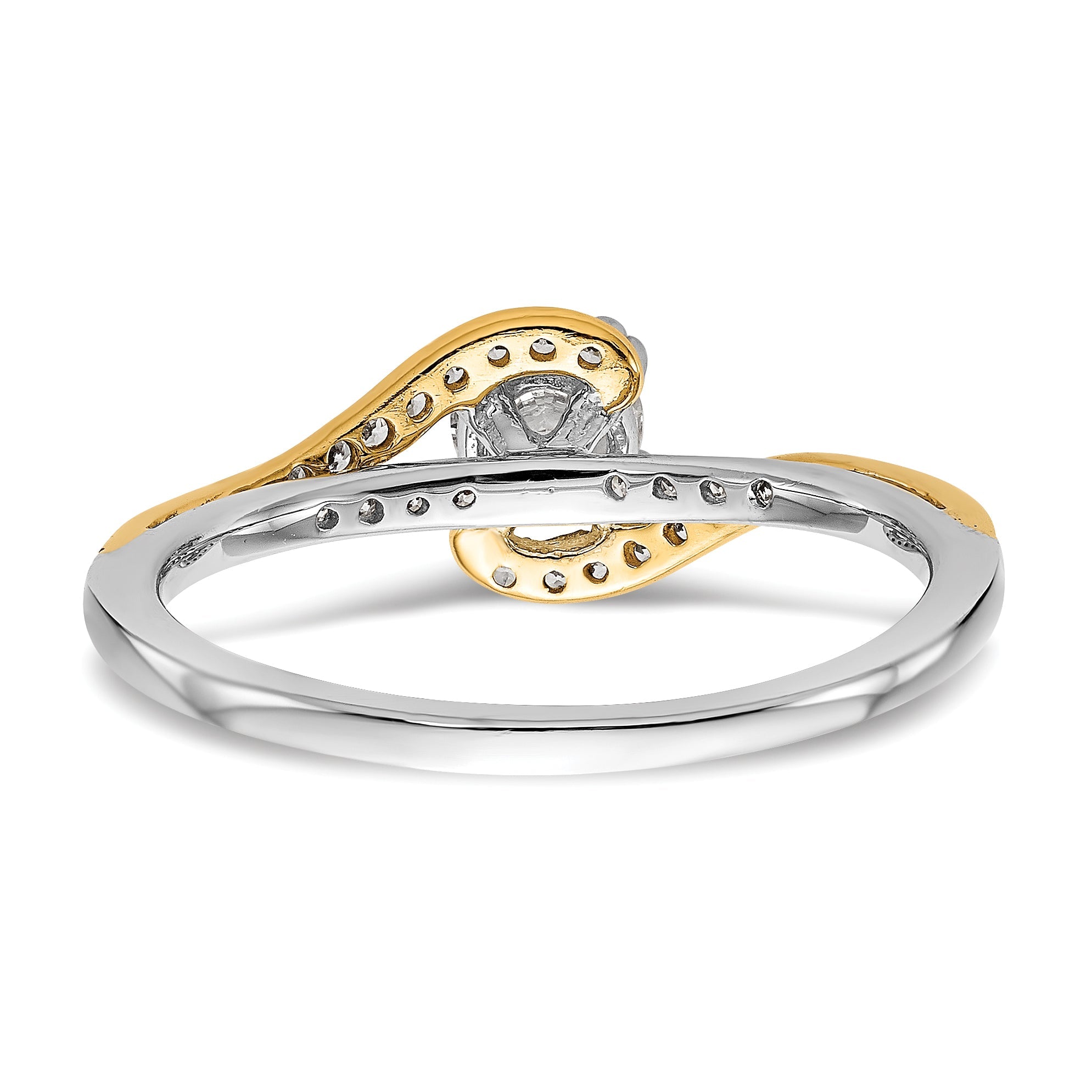 14k Two tone Peg Set Simulated Diamond By Pass Engagement Ring