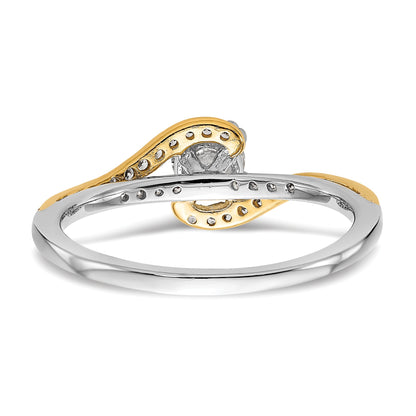 14k Two tone Peg Set Simulated Diamond By Pass Engagement Ring