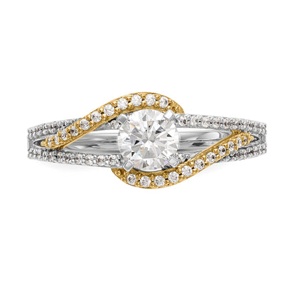 14k TT Peg Set Simulated Diamond Criss Cross Engagement Ring