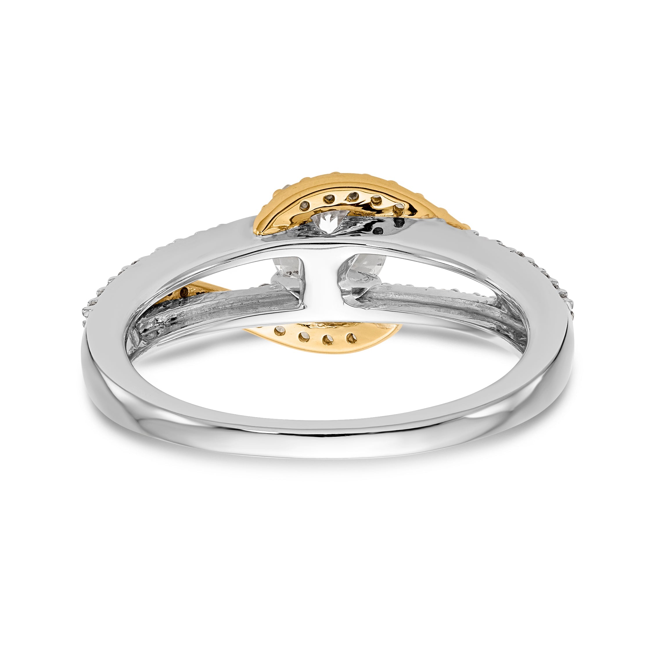 14k TT Peg Set Simulated Diamond Criss Cross Engagement Ring