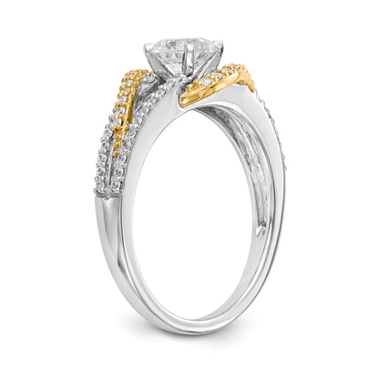 14k TT Peg Set Simulated Diamond Criss Cross Engagement Ring