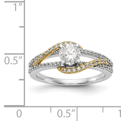 14k TT Peg Set Simulated Diamond Criss Cross Engagement Ring