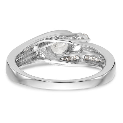 14k White Gold Diamond Bezel CZ By Pass Engagement Ring