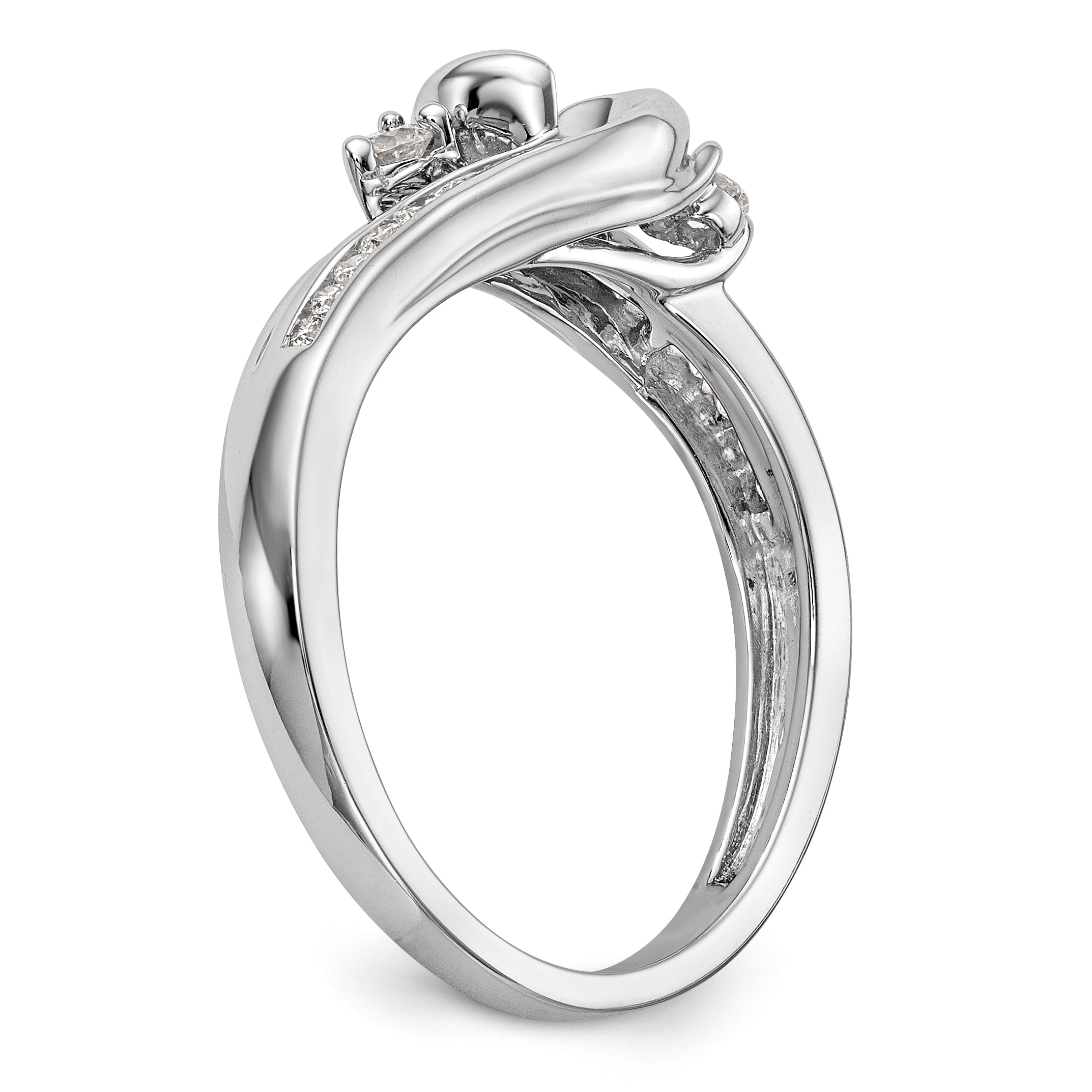 14k White Gold Diamond Bezel CZ By Pass Engagement Ring