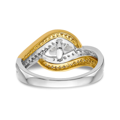 14k Two tone Peg Set Simulated Diamond By Pass Engagement Ring