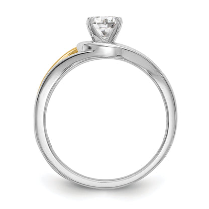 14k Two tone Peg Set Simulated Diamond By Pass Engagement Ring