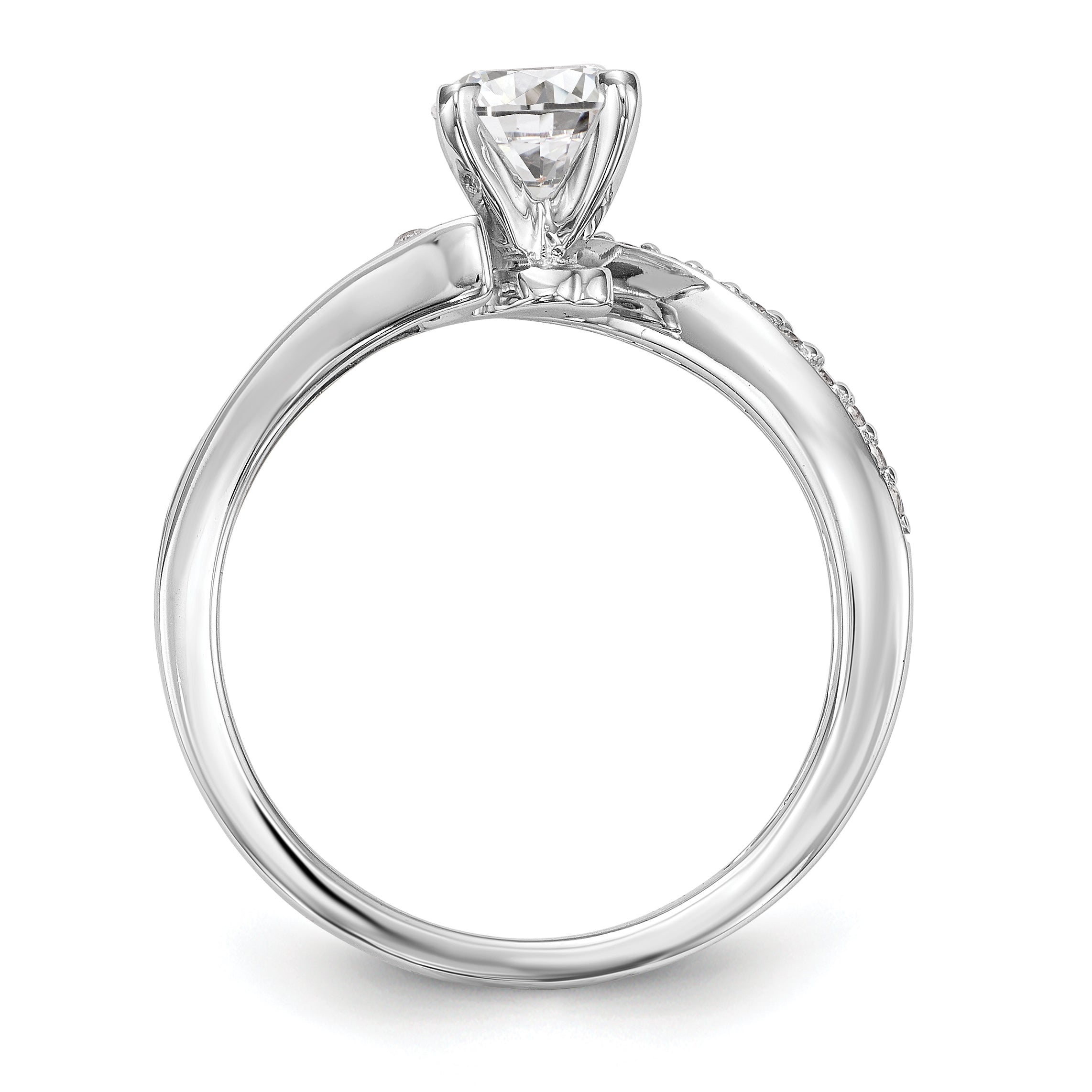 14k Two tone Peg Set Simulated Diamond By Pass Engagement Ring