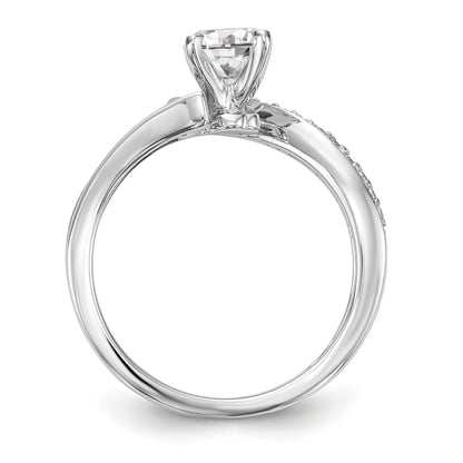 14k Two tone Peg Set Simulated Diamond By Pass Engagement Ring