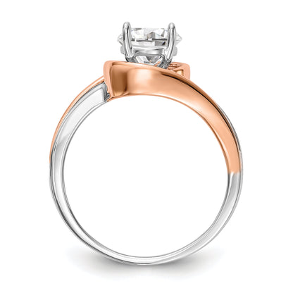 14k Two tone Peg Set Simulated Diamond By Pass Engagement Ring
