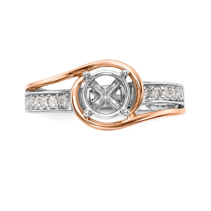 14k Two tone Peg Set Simulated Diamond By Pass Engagement Ring