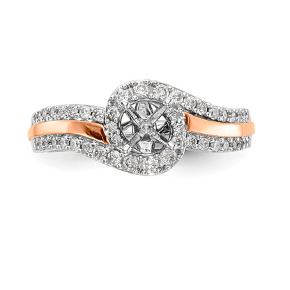 14k Two tone Peg Set Simulated Diamond By Pass Engagement Ring