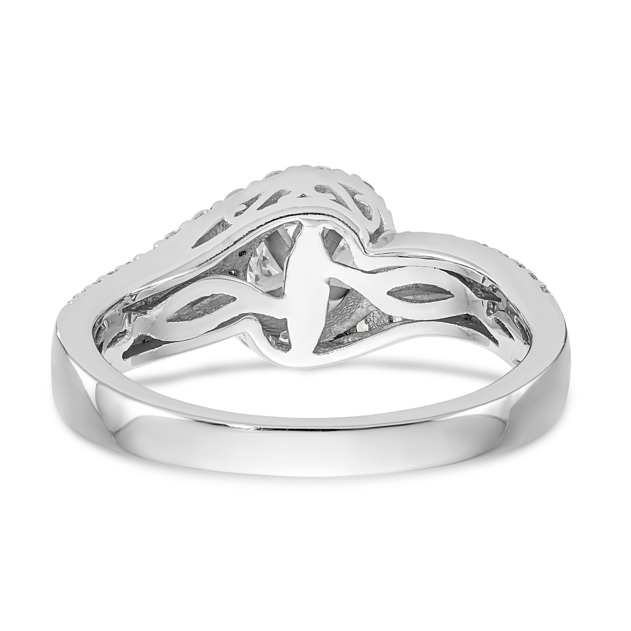 14k Two tone Peg Set Simulated Diamond By Pass Engagement Ring