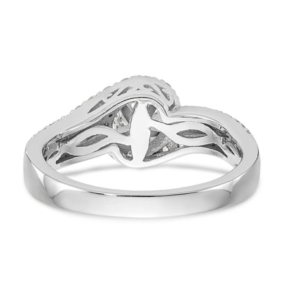 14k Two tone Peg Set Simulated Diamond By Pass Engagement Ring