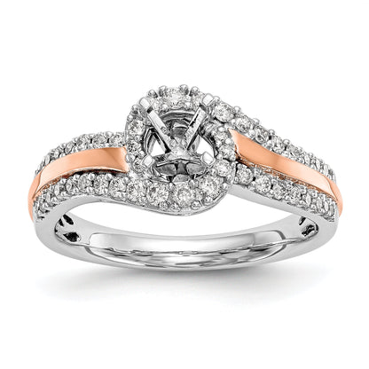 14k Two tone Peg Set Simulated Diamond By Pass Engagement Ring