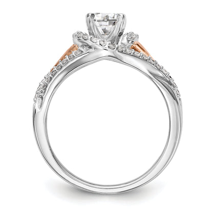 14k Two tone Peg Set Simulated Diamond By Pass Engagement Ring