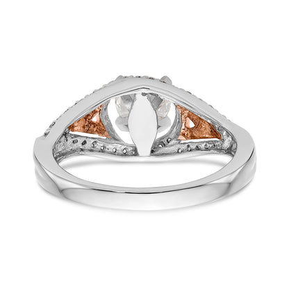 14k Two tone Peg Set Simulated Diamond By Pass Engagement Ring