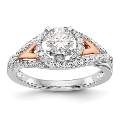 14k Two tone Peg Set Simulated Diamond By Pass Engagement Ring
