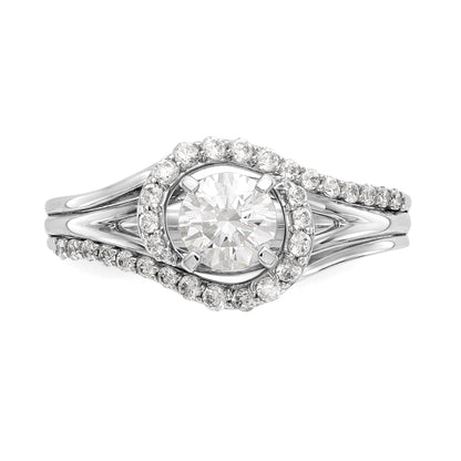 14k Two tone Peg Set Simulated Diamond By Pass Engagement Ring