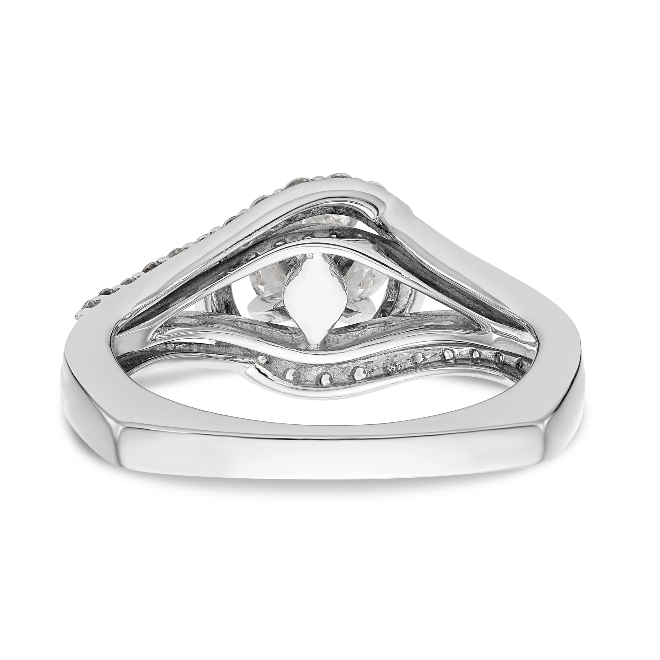 14k Two tone Peg Set Simulated Diamond By Pass Engagement Ring