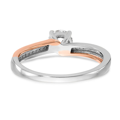 14k Two tone Peg Set Simulated Diamond By Pass Engagement Ring