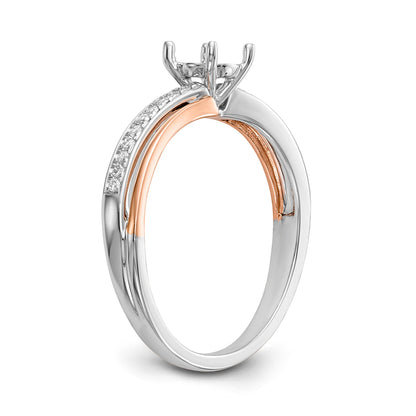 14k Two tone Peg Set Simulated Diamond By Pass Engagement Ring