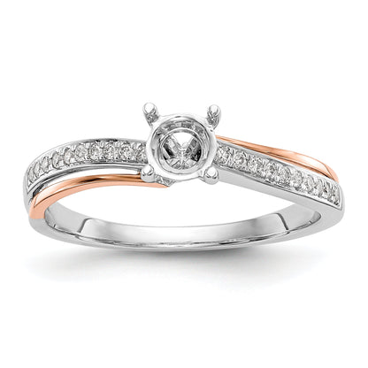14k Two tone Peg Set Simulated Diamond By Pass Engagement Ring