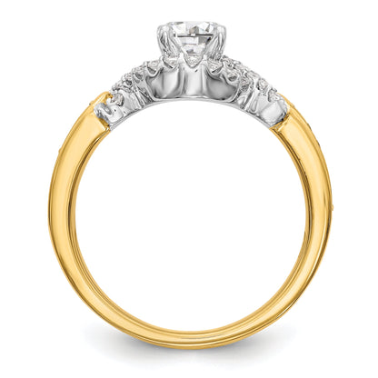14k TT Peg Set Simulated Diamond Criss Cross Engagement Ring