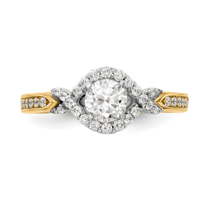 14k TT Peg Set Simulated Diamond Criss Cross Engagement Ring