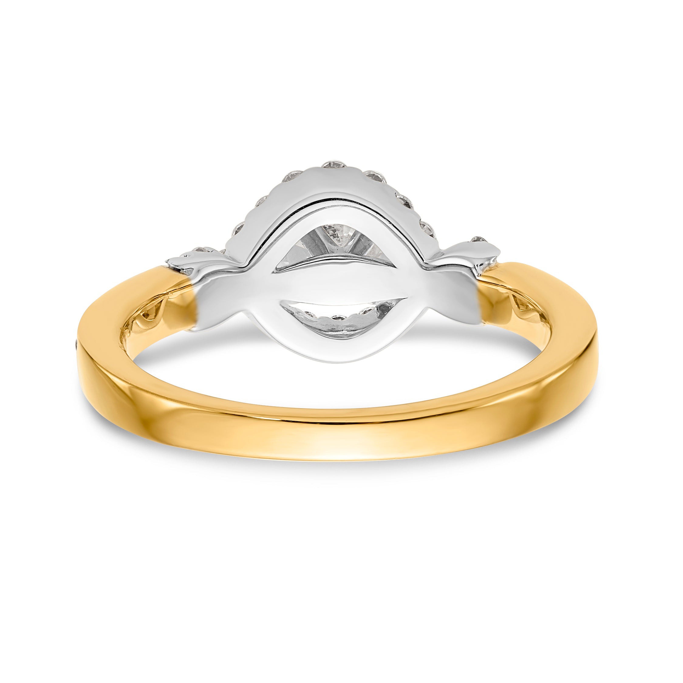 14k TT Peg Set Simulated Diamond Criss Cross Engagement Ring