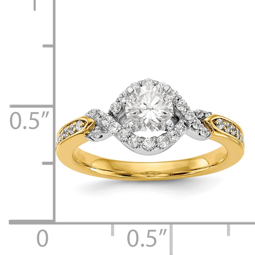 14k TT Peg Set Simulated Diamond Criss Cross Engagement Ring