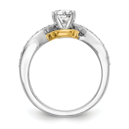 14k TT Peg Set Simulated Diamond Criss Cross Engagement Ring