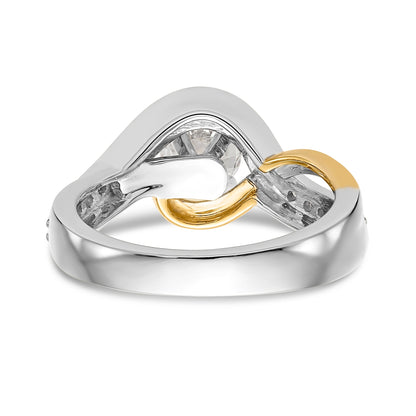 14k TT Peg Set Simulated Diamond Criss Cross Engagement Ring