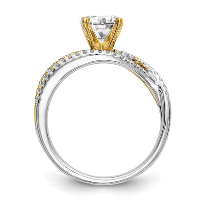 14k TT Peg Set Simulated Diamond Criss Cross Engagement Ring