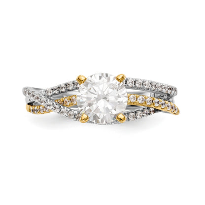 14k TT Peg Set Simulated Diamond Criss Cross Engagement Ring