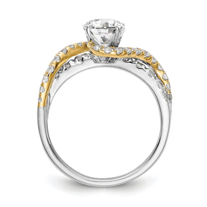 14k TT Peg Set Simulated Diamond Criss Cross Engagement Ring