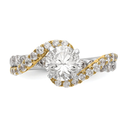 14k TT Peg Set Simulated Diamond Criss Cross Engagement Ring