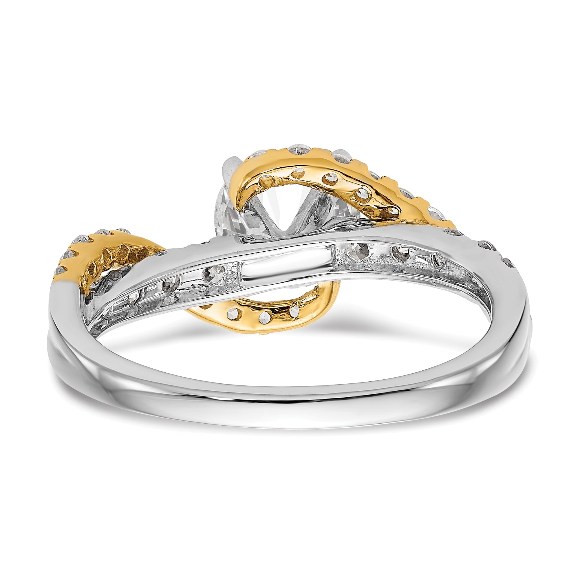 14k TT Peg Set Simulated Diamond Criss Cross Engagement Ring