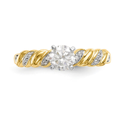 14k Peg Set Simulated Diamond Criss Cross Engagement Ring