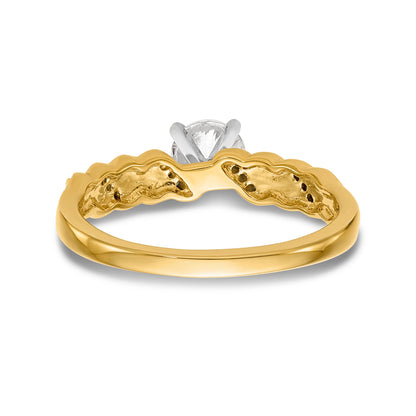 14k Peg Set Simulated Diamond Criss Cross Engagement Ring