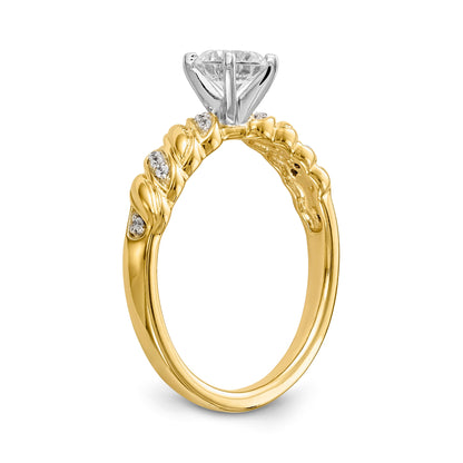14k Peg Set Simulated Diamond Criss Cross Engagement Ring