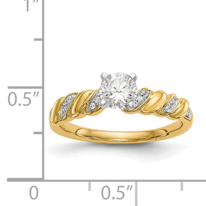 14k Peg Set Simulated Diamond Criss Cross Engagement Ring