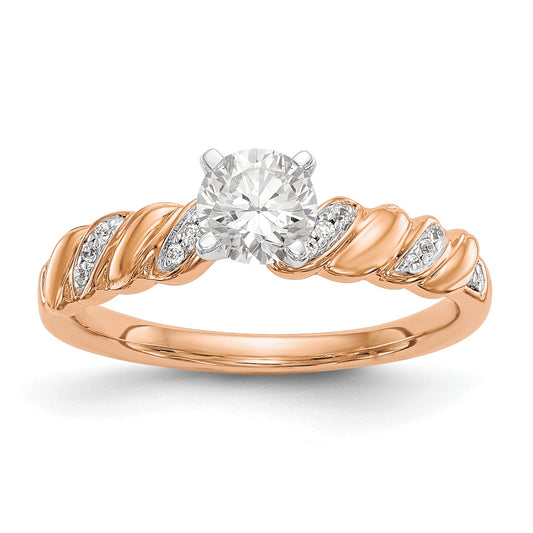 14k Peg Set Simulated Diamond Criss Cross Engagement Ring