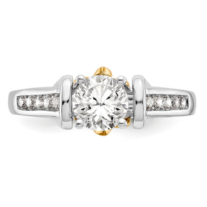 14k Two tone Peg Set Diamond Celtic CZ Engagement Ring